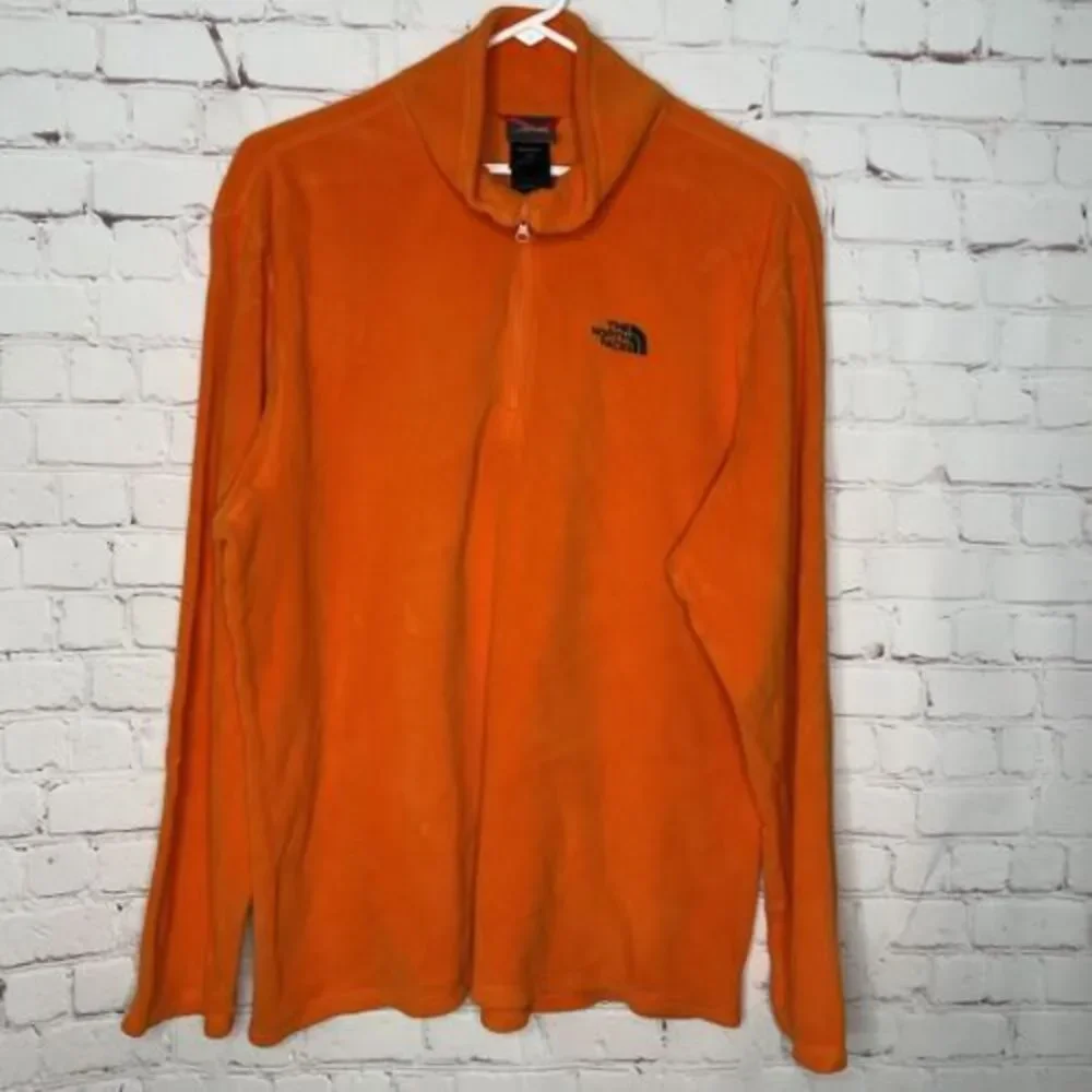 The North‎ Face Sweatshirt Men's Large Orange Fleece Flash Dry 1/3 Zip Pullover